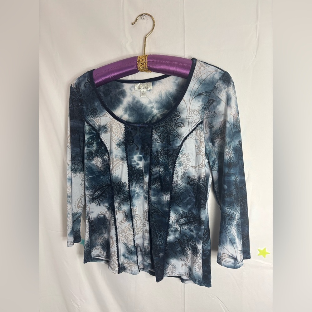 Y2K Dark Fairy Grunge Tie Dye Floral Whimsigoth‎ Women’s Top Size M